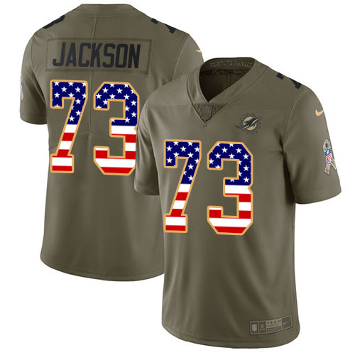 Nike Miami Dolphins #73 Austin Jackson Olive USA Flag Youth Stitched NFL Limited 2017 Salute To Service Jersey->youth nfl jersey->Youth Jersey